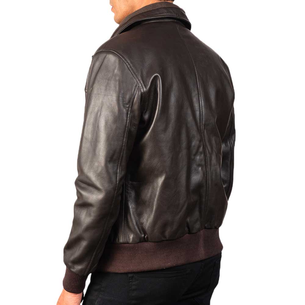 Men’s Bomber Leather Jacket – Chocolate Brown